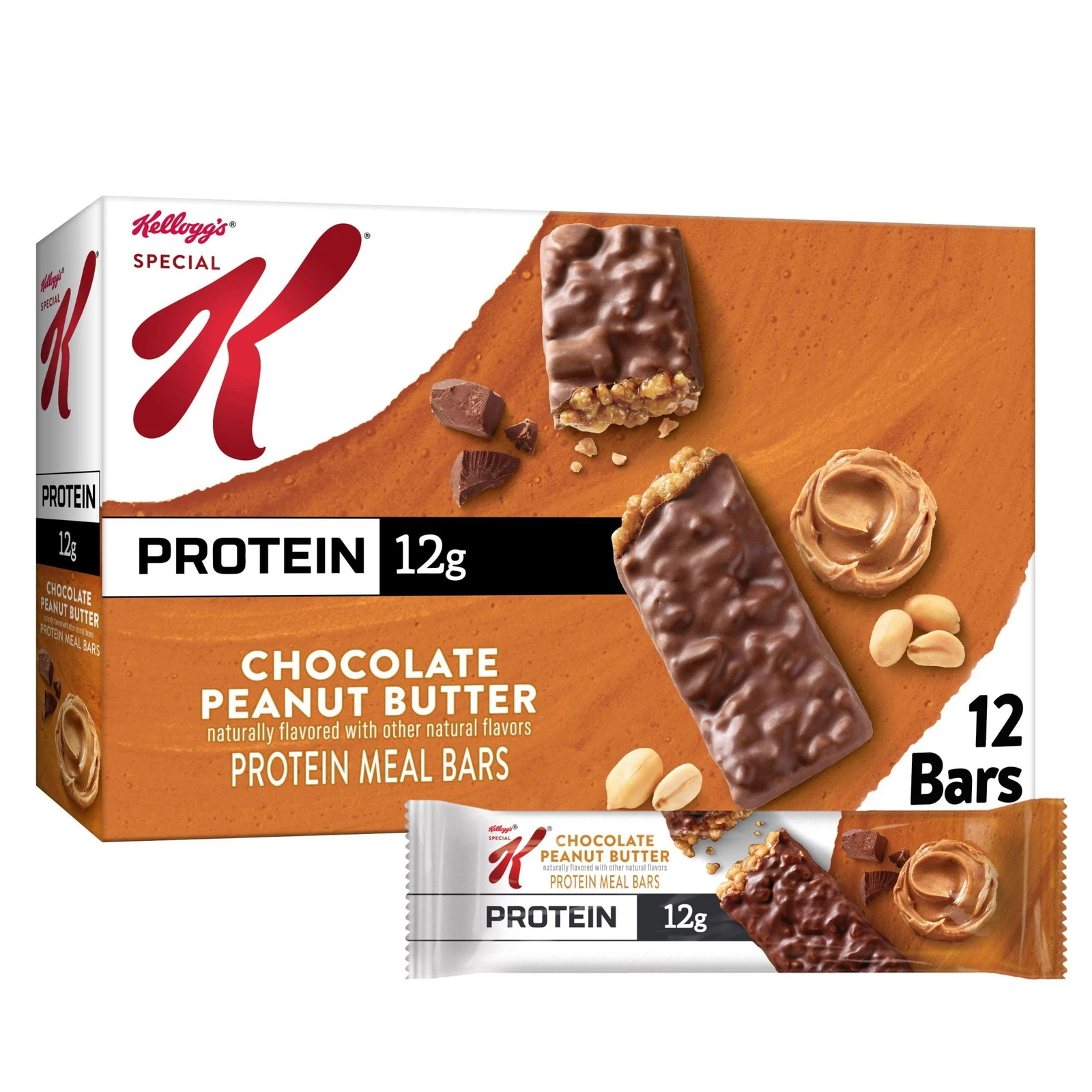 Special K Bar Chocolate Peanut Butter Chewy Protein Meal Bars, 12g Protein 12 Ct