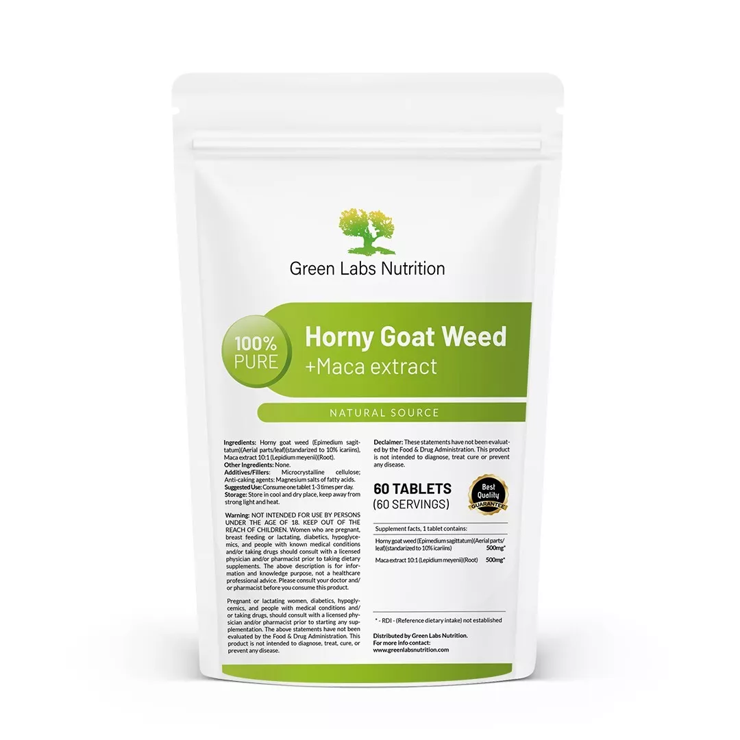 Horny Goat Weed & Maca Root 1000mg Tablets – Vitality, Performance, Mood Support