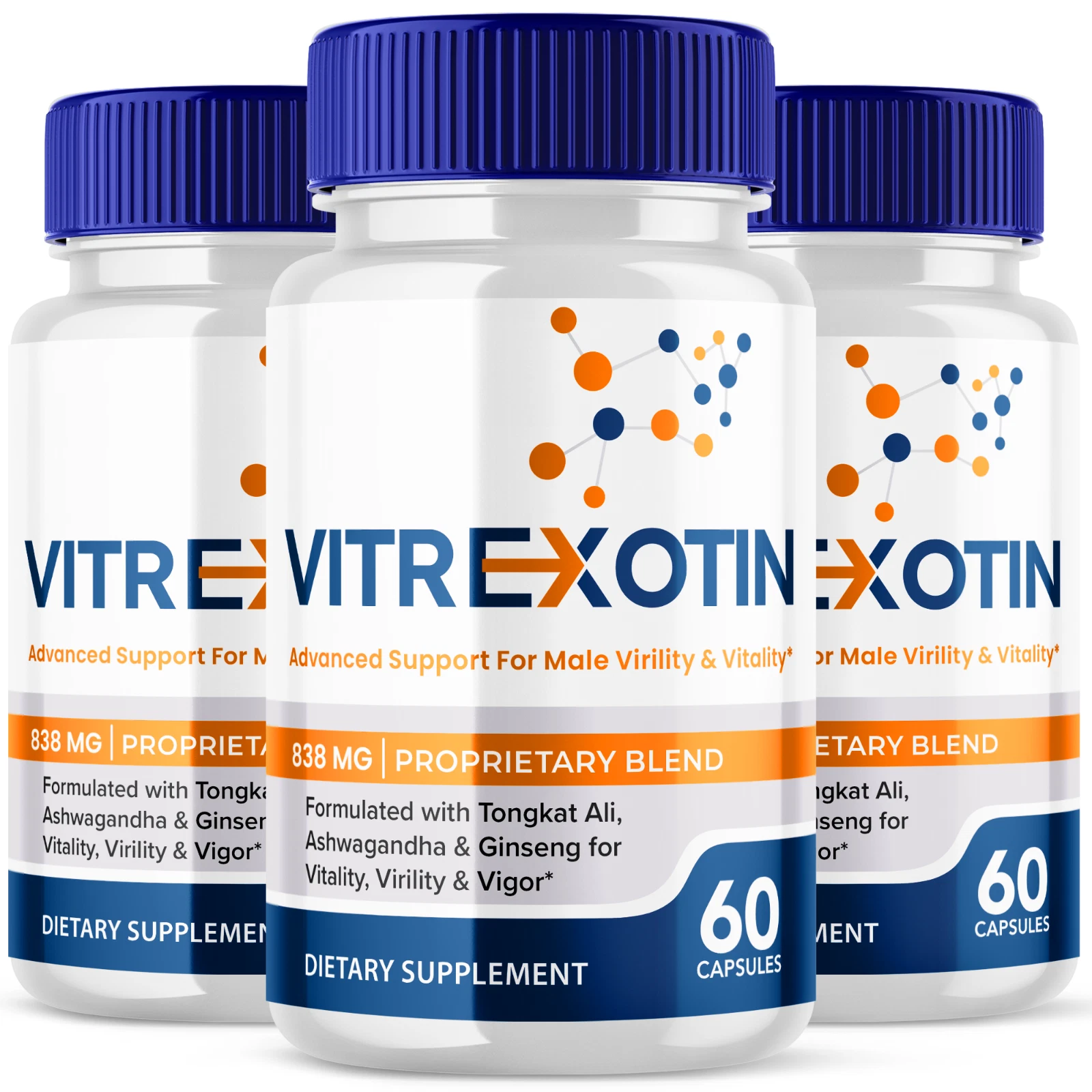 Vitrexotin Male Pills Advanced Vitality Support Formula Supplement, 180 Capsules
