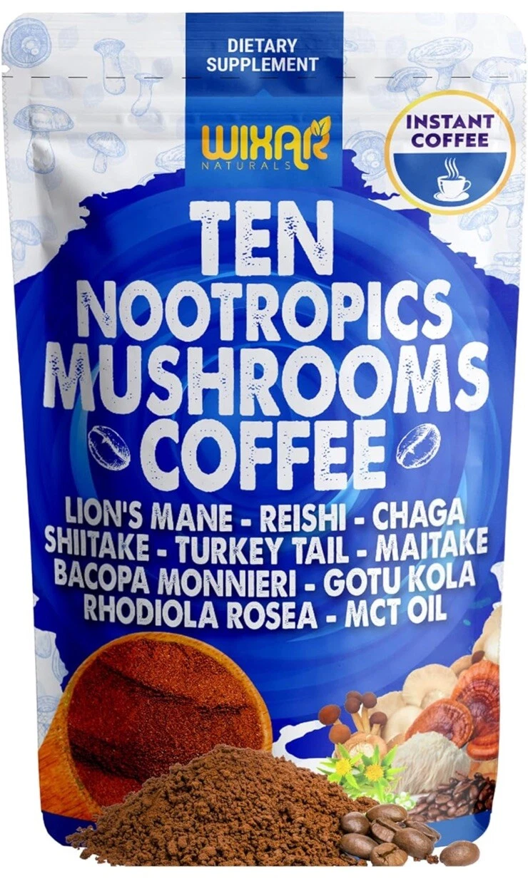 Nootropics Superfood Mushroom Coffee Instant Coffee Powder Ten Superfood 5oz
