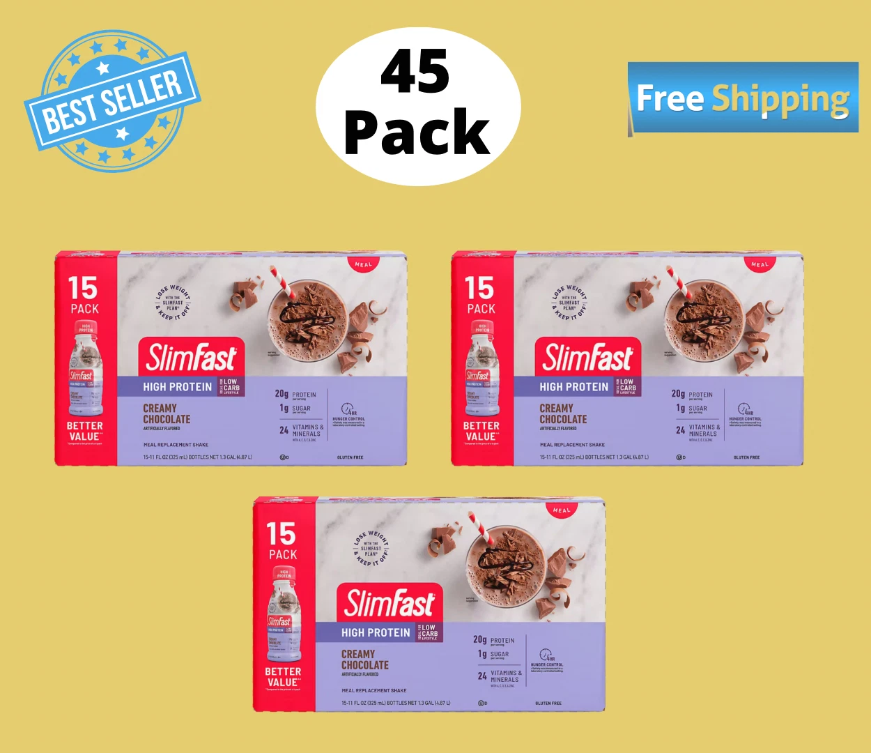 SlimFast Advanced Nutrition CreamyChocolate Shake 45pk/11 fl oz (No Ship To CA)