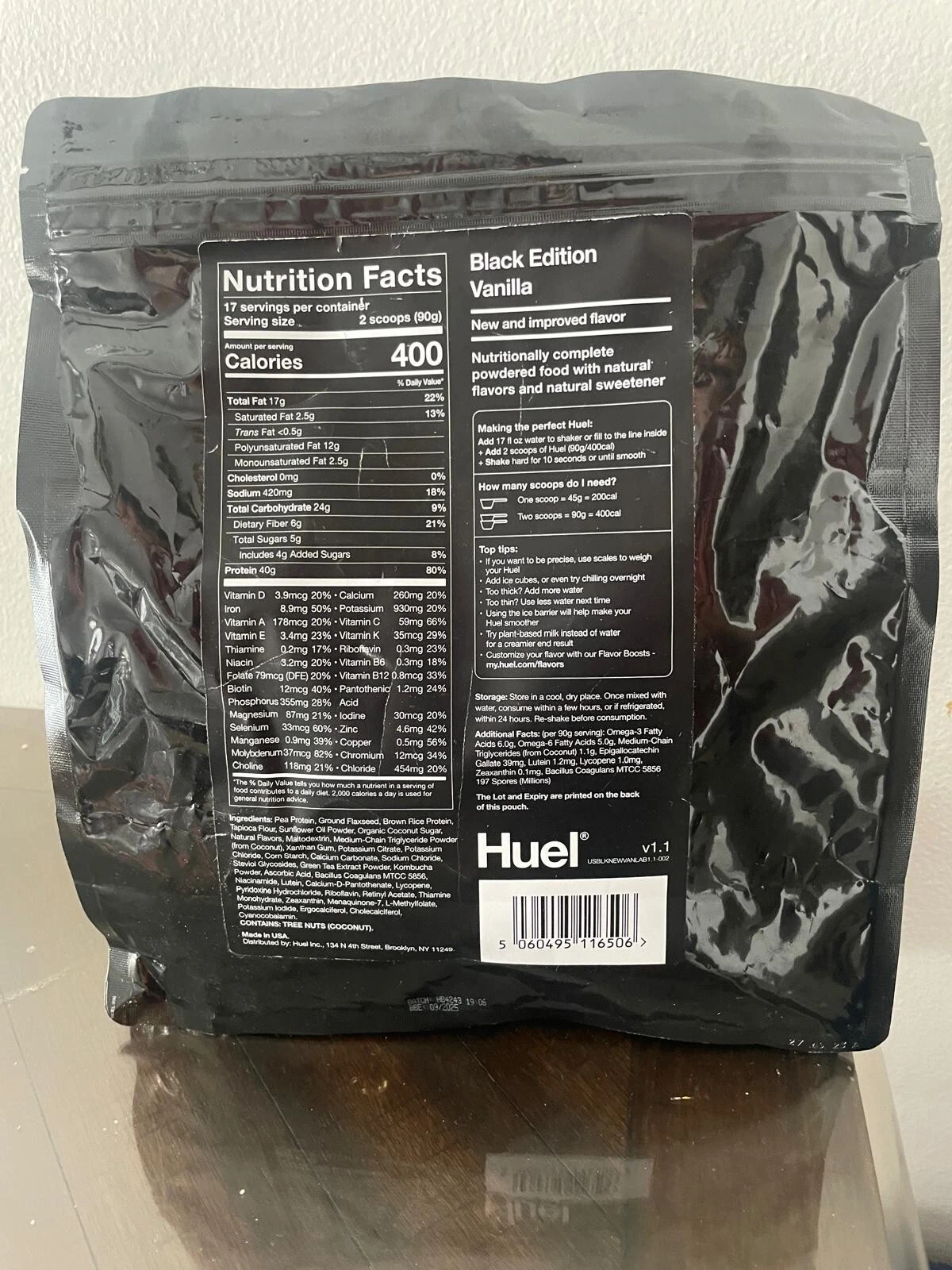 Huel Black Vanilla 40g – Vegan Protein, 17 Servings, Gluten-Free (Exp 08/26)