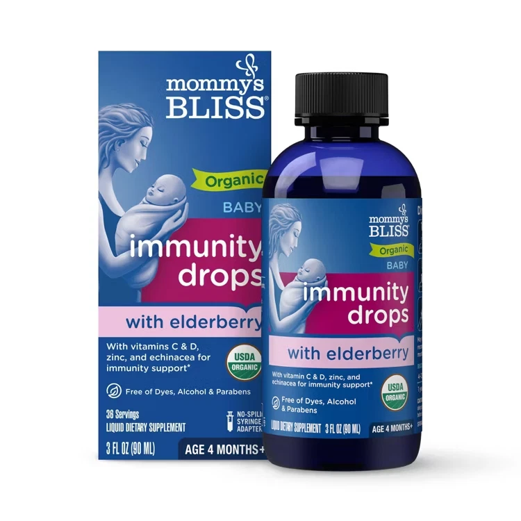 Mommy's Bliss Organic Baby Elderberry Drops 3 FL Oz Bottle 4 Mos 2x Boxes