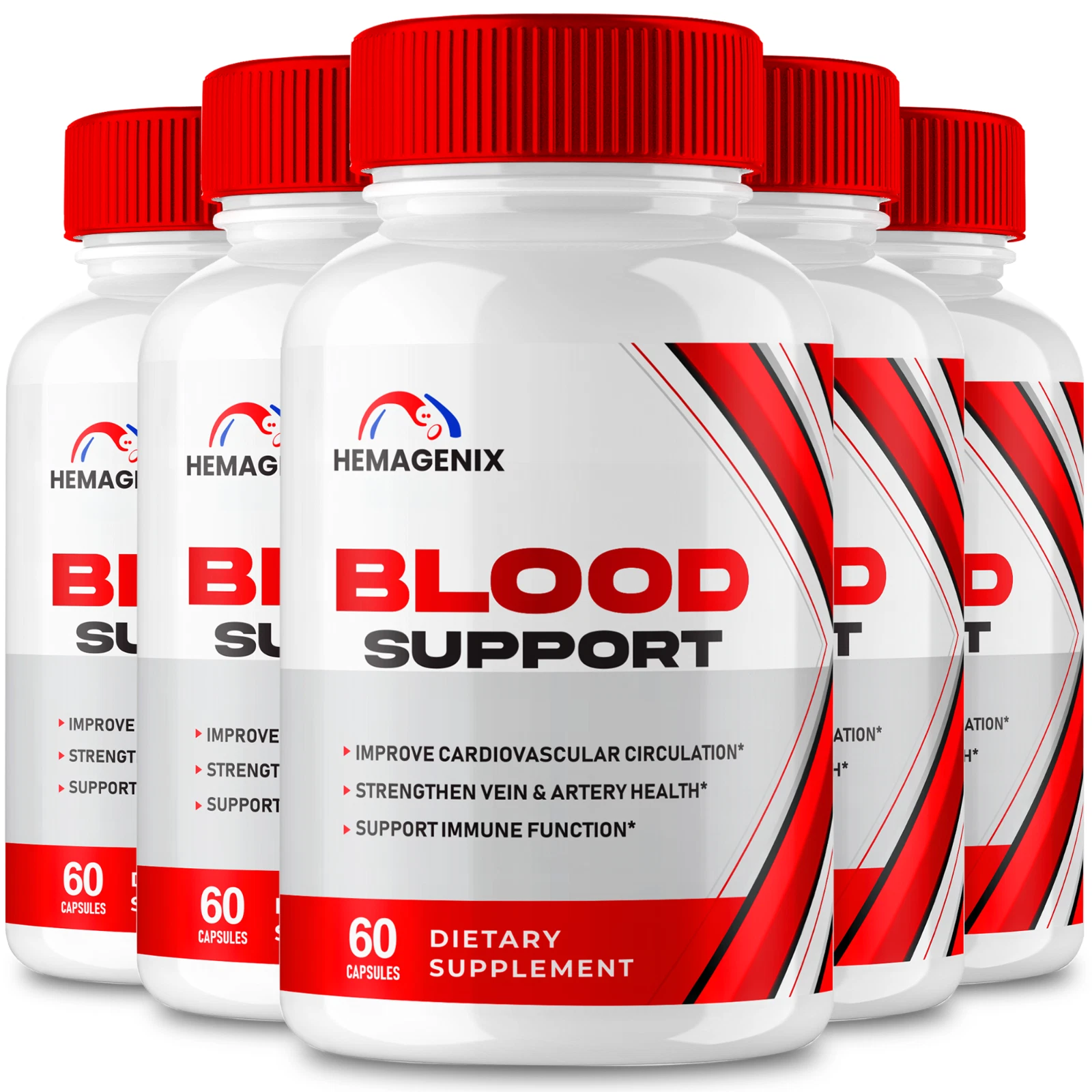 (5 Pack) Hemagenix Capsules, Immune Support Supplement Pills (300 Capsules)