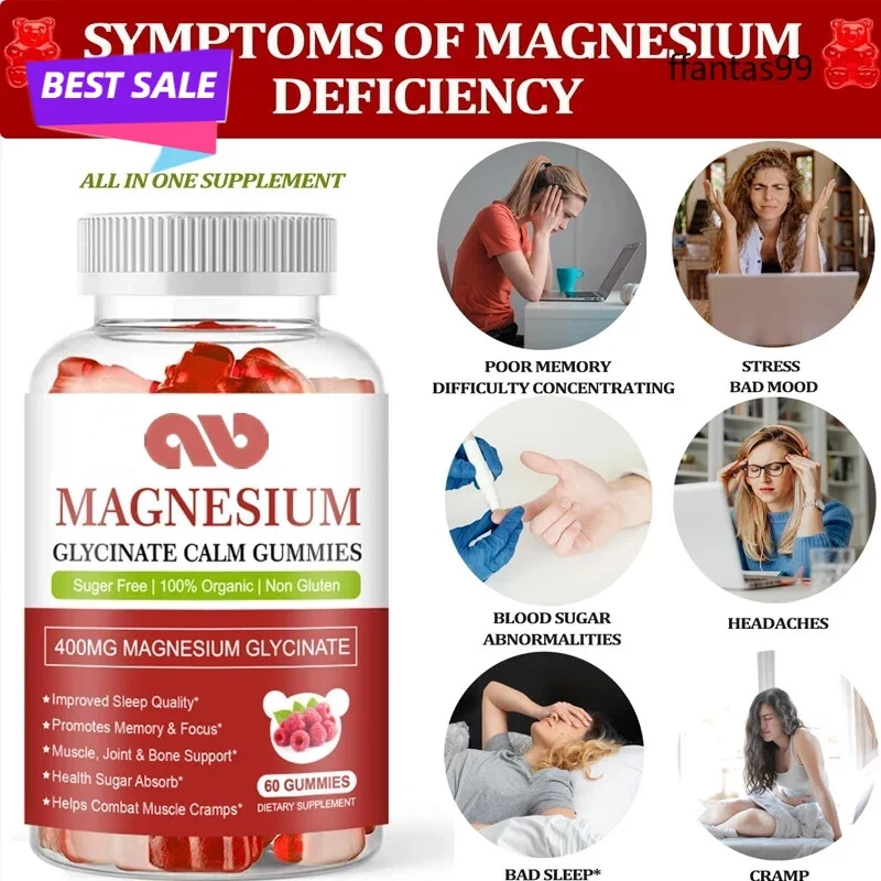 Magnesium glycinate gummies 400mg,vitamin D, B6
