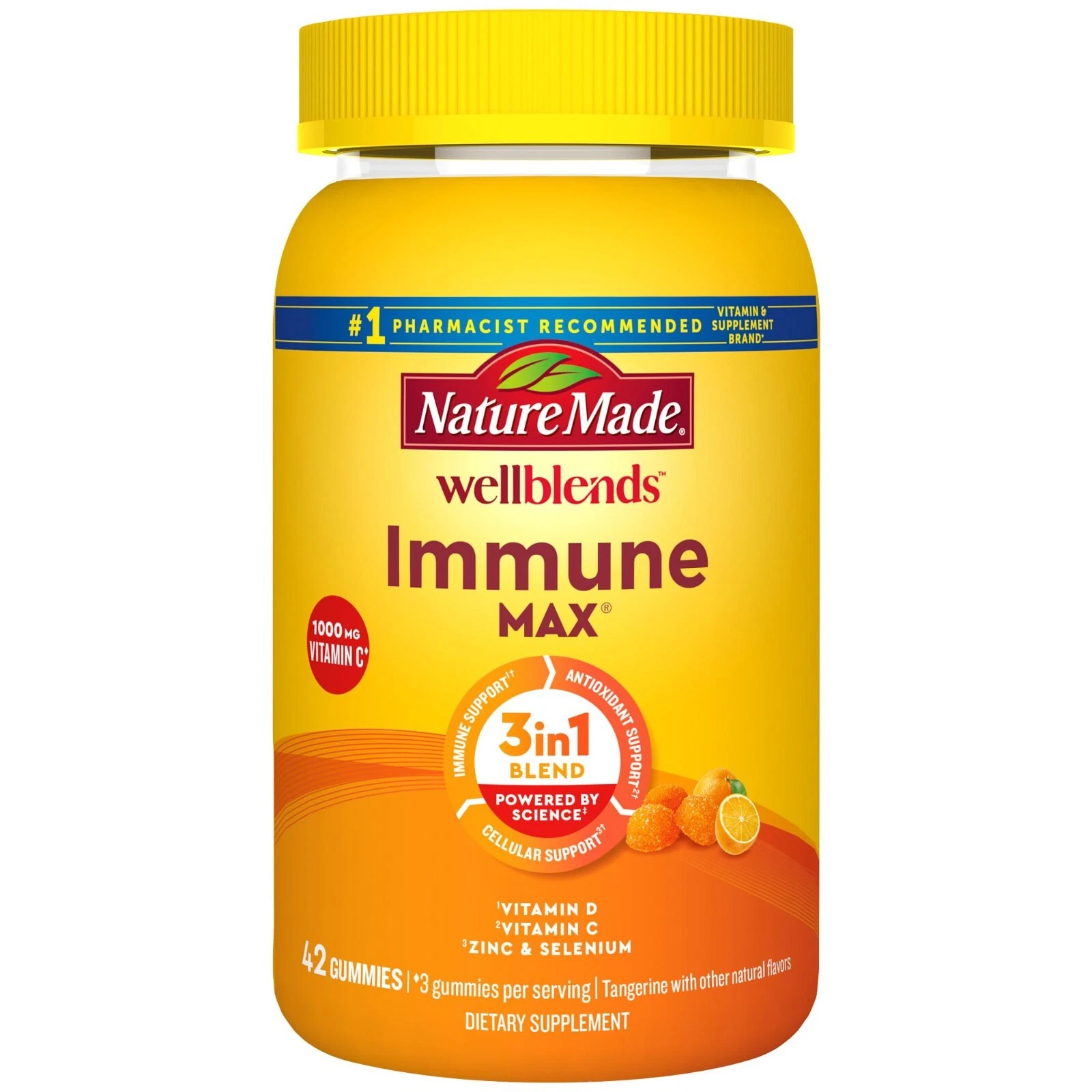 2 Pack Nature Made Wellblends Immune Max 3-In-1 Vitamin C, D &Zinc Gummies 42Ct
