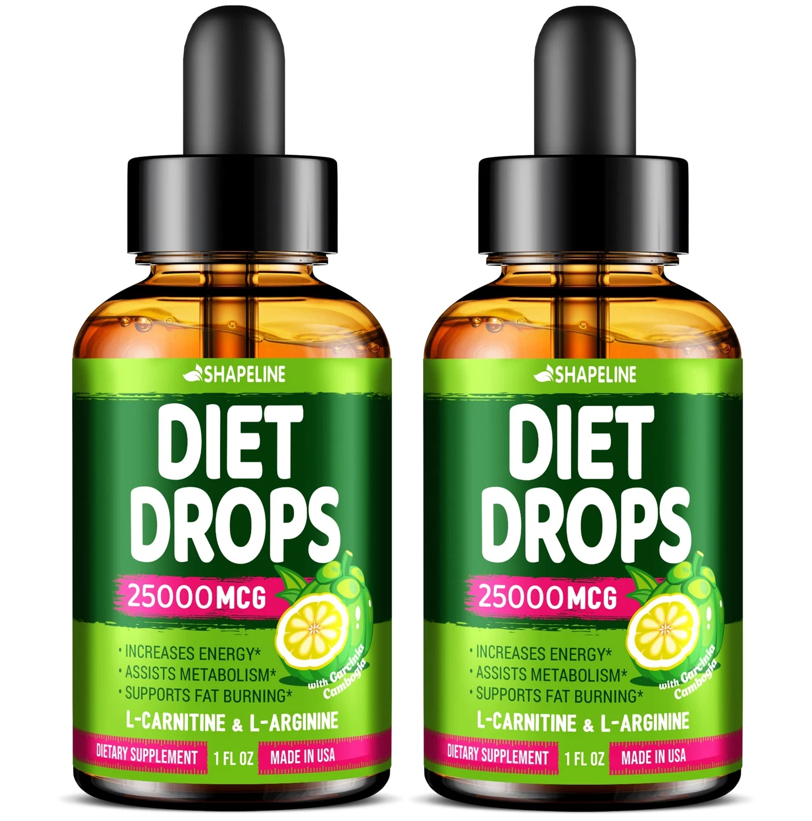 SHAPELINE Pack of 2 Diet Drops - Made in USA - Appetite Suppressant for Women...