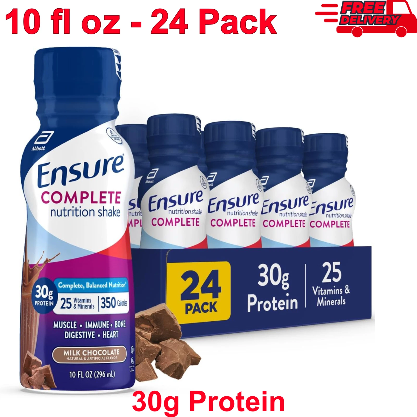 Complete Nutritional Shake Milk Chocolate, Meal Replacement, 10 fl oz, 24 Pack