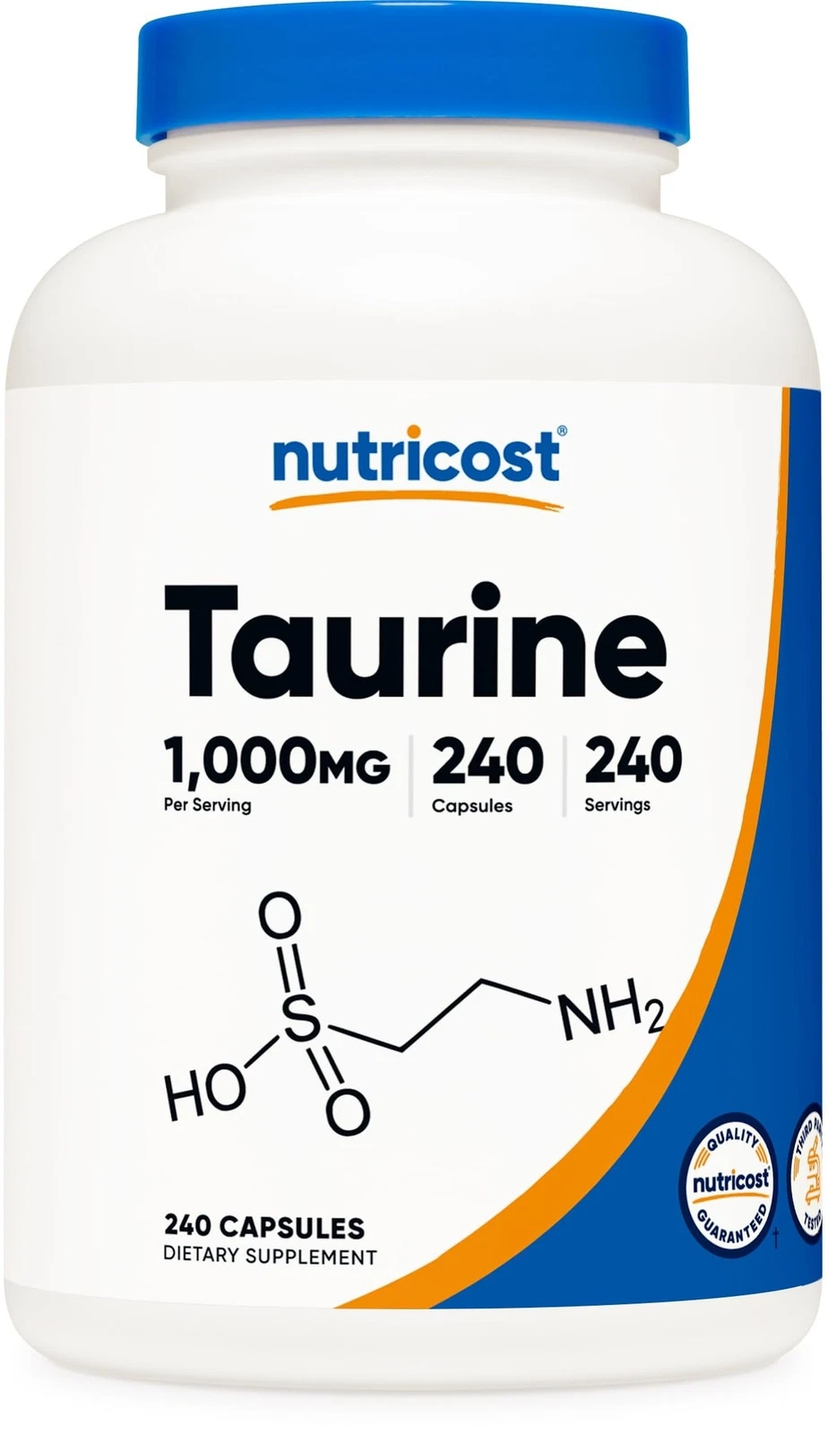 Nutricost Taurine 1000mg Capsules Supplement, 240 Capsules Per Bottle, Non-GM...