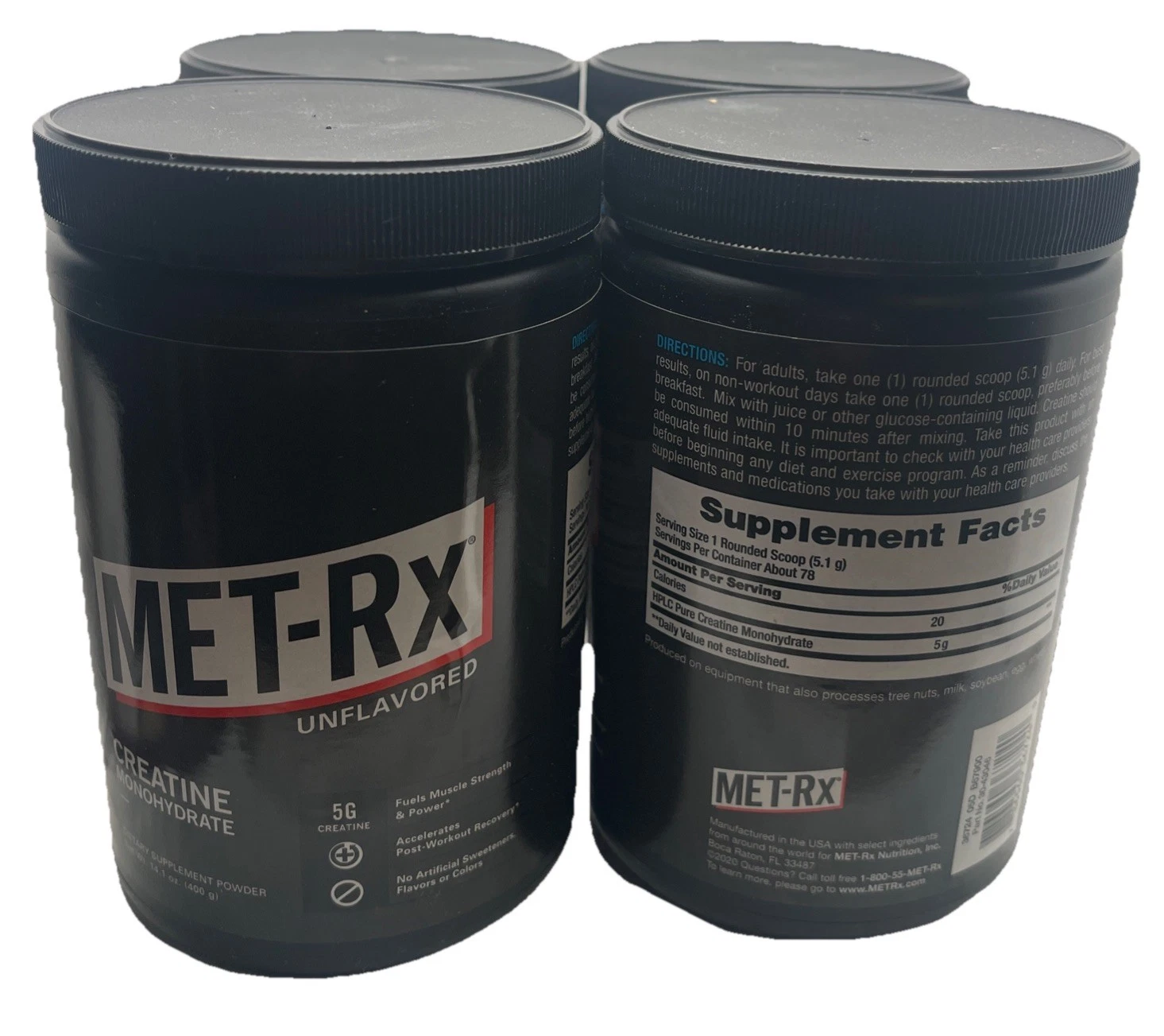 Met-Rx Creatine Monohydrate Powder 4-Pack Lot Unflavored 14.1 Oz 400g BBD6/2025