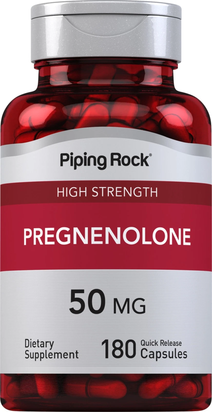 Pregnenolone 50 mg | 180 Capsules | Non-GMO, Gluten Free | by Piping Rock