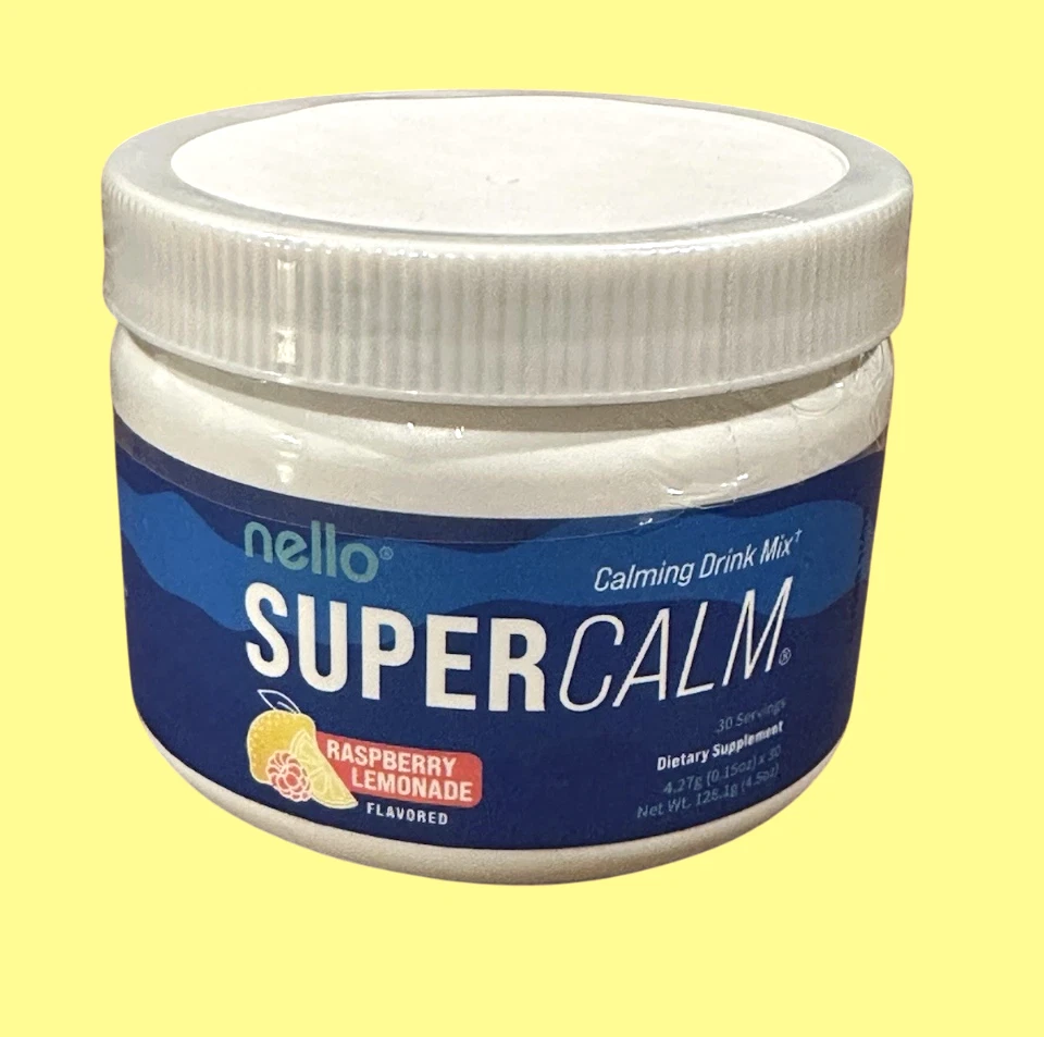 NELLO Super Calm Drink Mix-Raspberry Lemonade 30 Servings-NEW & SEALED!!!