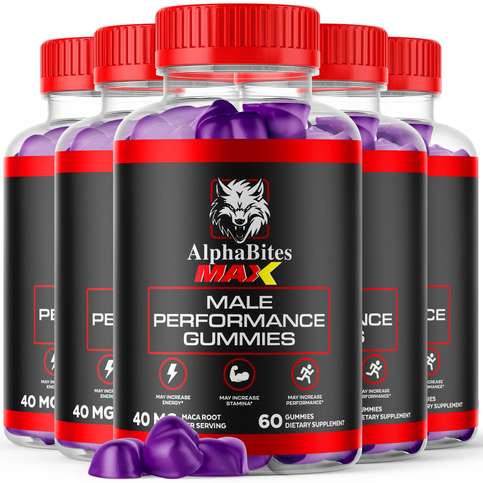 (5 Pack) Alpha Bites Max Gummies AlphaBites Max Supplement for Men (300 Gummies)