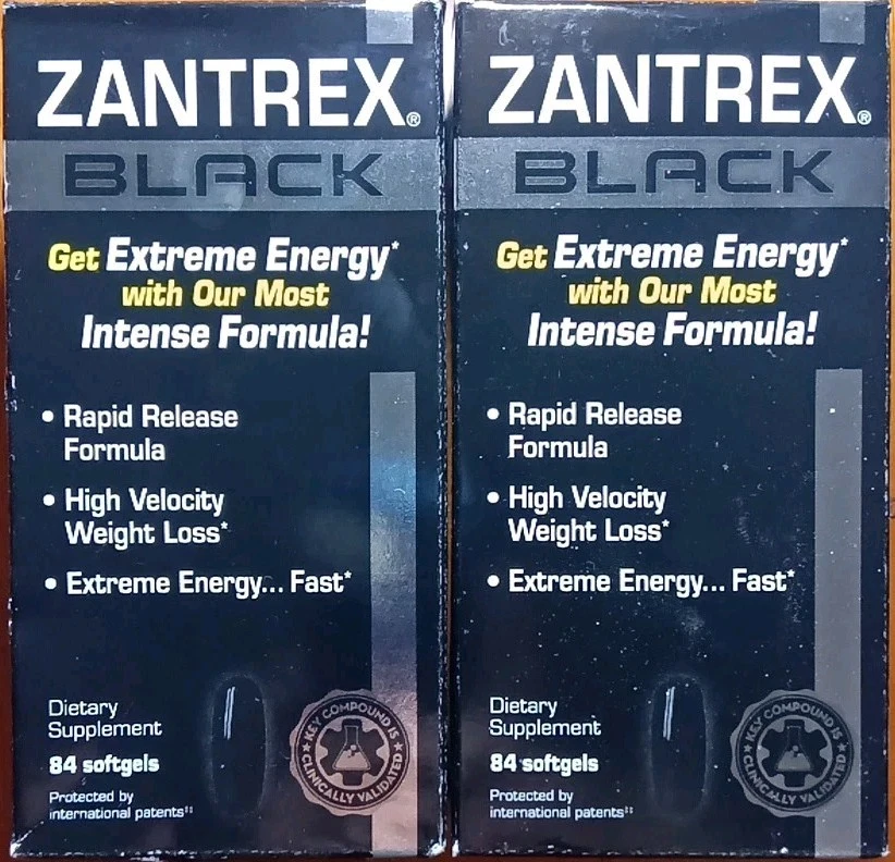 2 ZANTREX BLACK RAPID WEIGHT LOSS EXTREME ENERGY SUPPLEMENT 84 X2 168 SOFTGELS!!