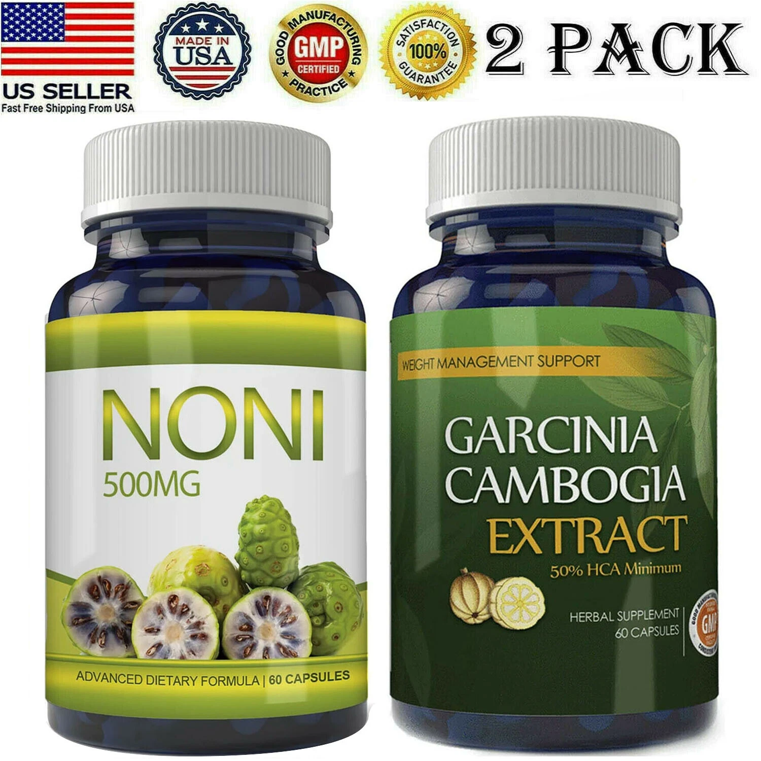 Noni Fruit Immune Support & Garcinia Cambogia Extract Weight Loss Diet Capsules