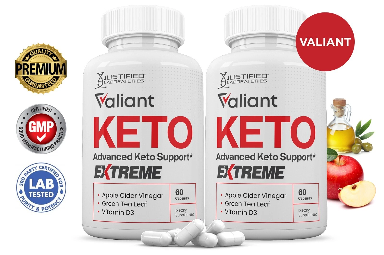 Valiant Keto ACV Extreme Pills 1675MG Stronger Thn Gummy Keto Support 2 Pack