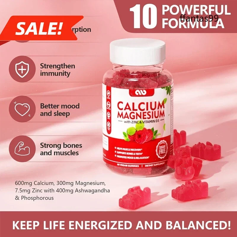 Calcium, magnesium, zinc, and vitamin D3 supplements gummies