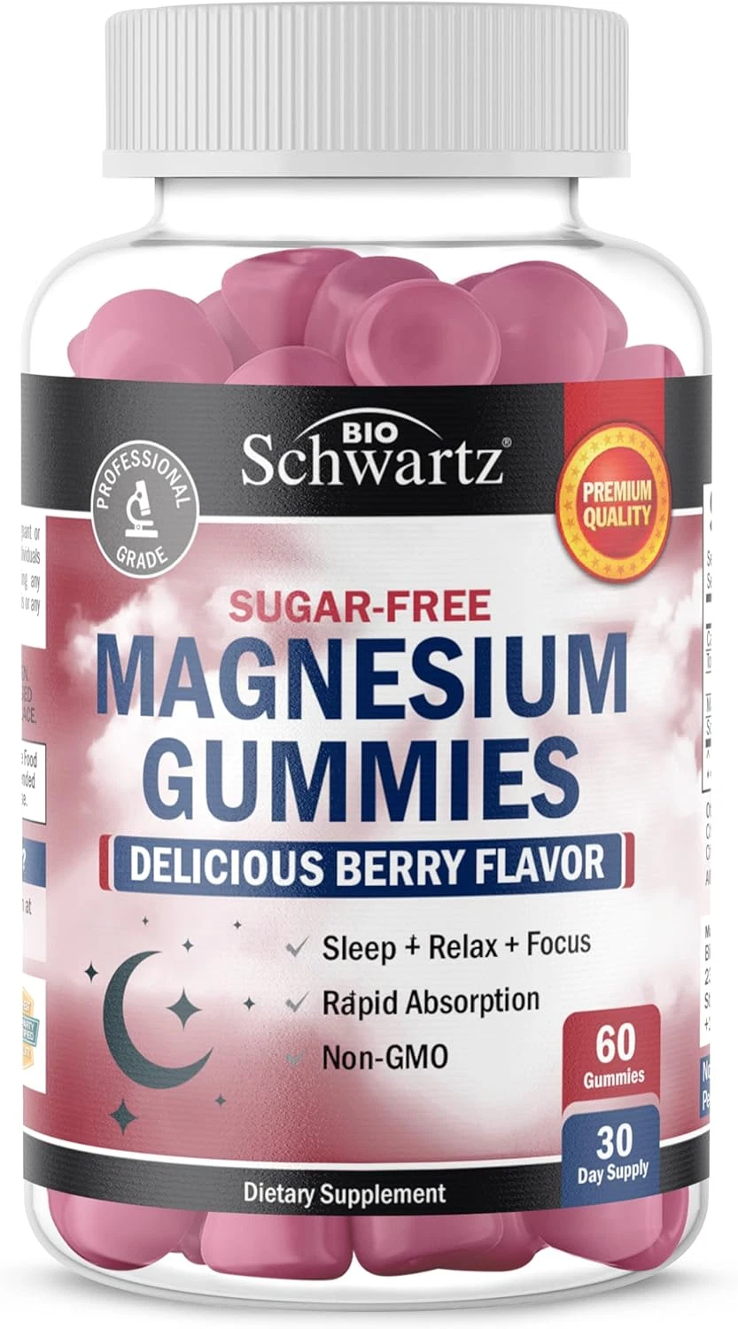 BioSchwartz Sugar Free Magnesium Gummies, Magnesium Citrate Supplement, 60 Count