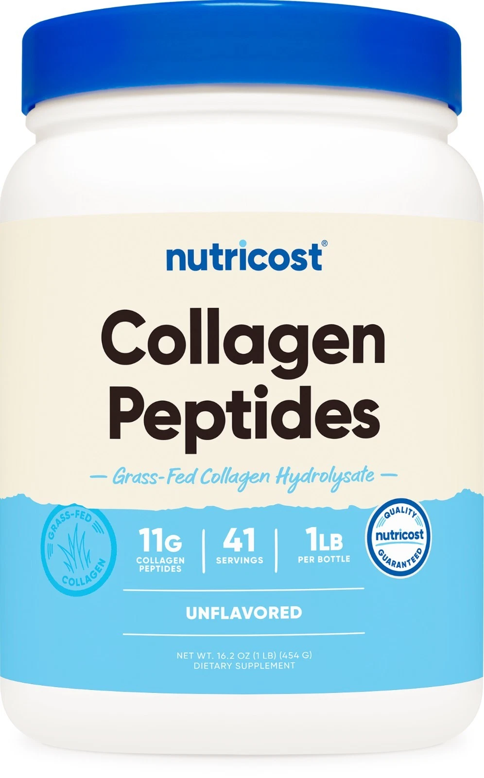 Nutricost Pure Collagen Hydrolysate (Bovine) Powder - Grass Fed, 1LB (454g)