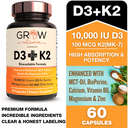 Dr. Berg Vitamin D3 & K2 10,000 IU - W/ MCT Oil, Magnesium, Zinc - Strong Bones