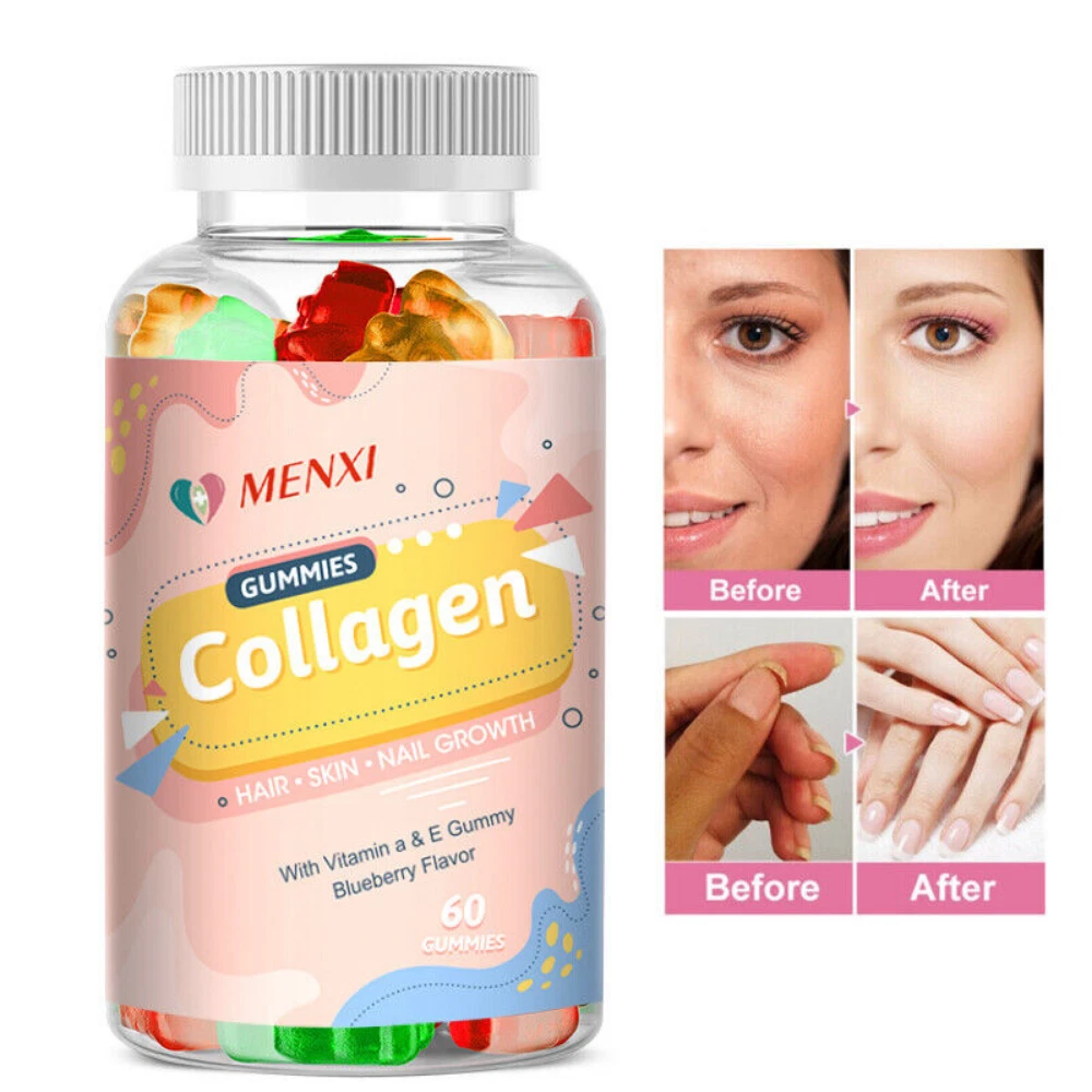60 Pcs Collagen Gummies Tablets Hydrolysed Marine Type 1 Max Strength Skin Hair