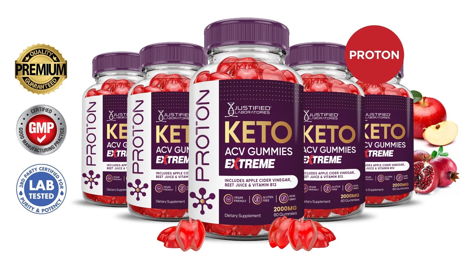 Proton Keto Extreme ACV Gummies 2000MG Apple Cider Vinegar 300 Gummys