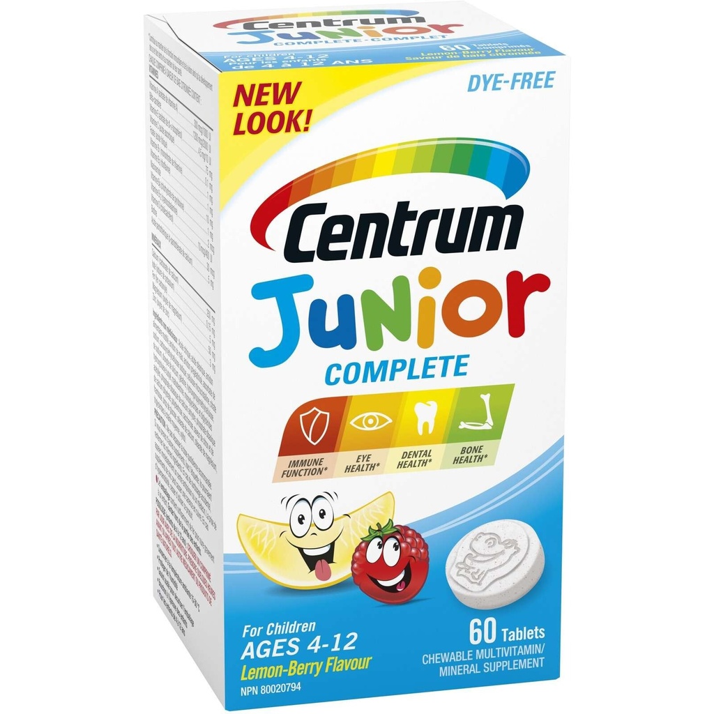 Centrum Junior Complete Chewable Multivitamin Vitamin D Supplement 60 pcs NEW