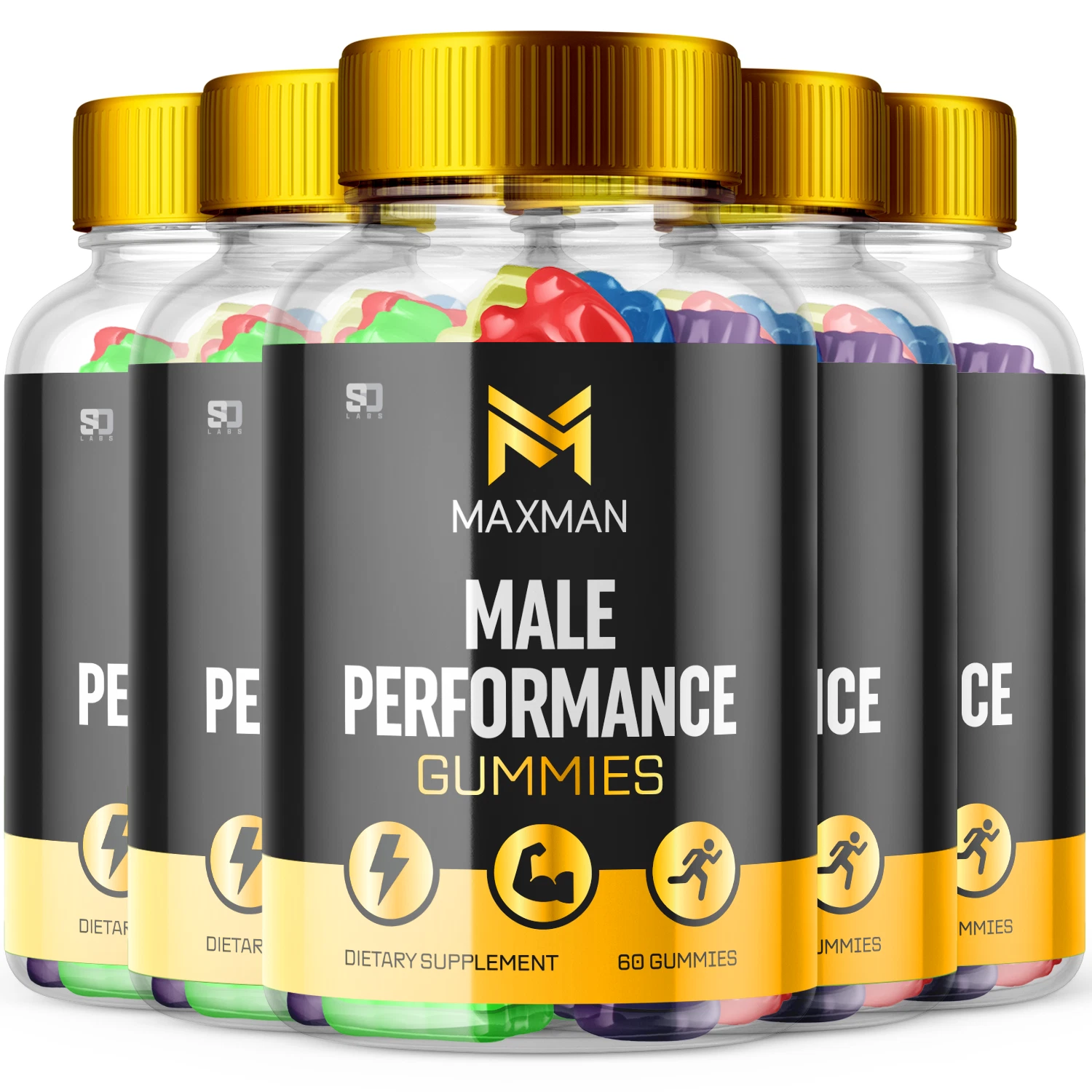 MaxMan Male Performance Gummies - Enhances Energy, Vitality & Stamina (5 Pack)