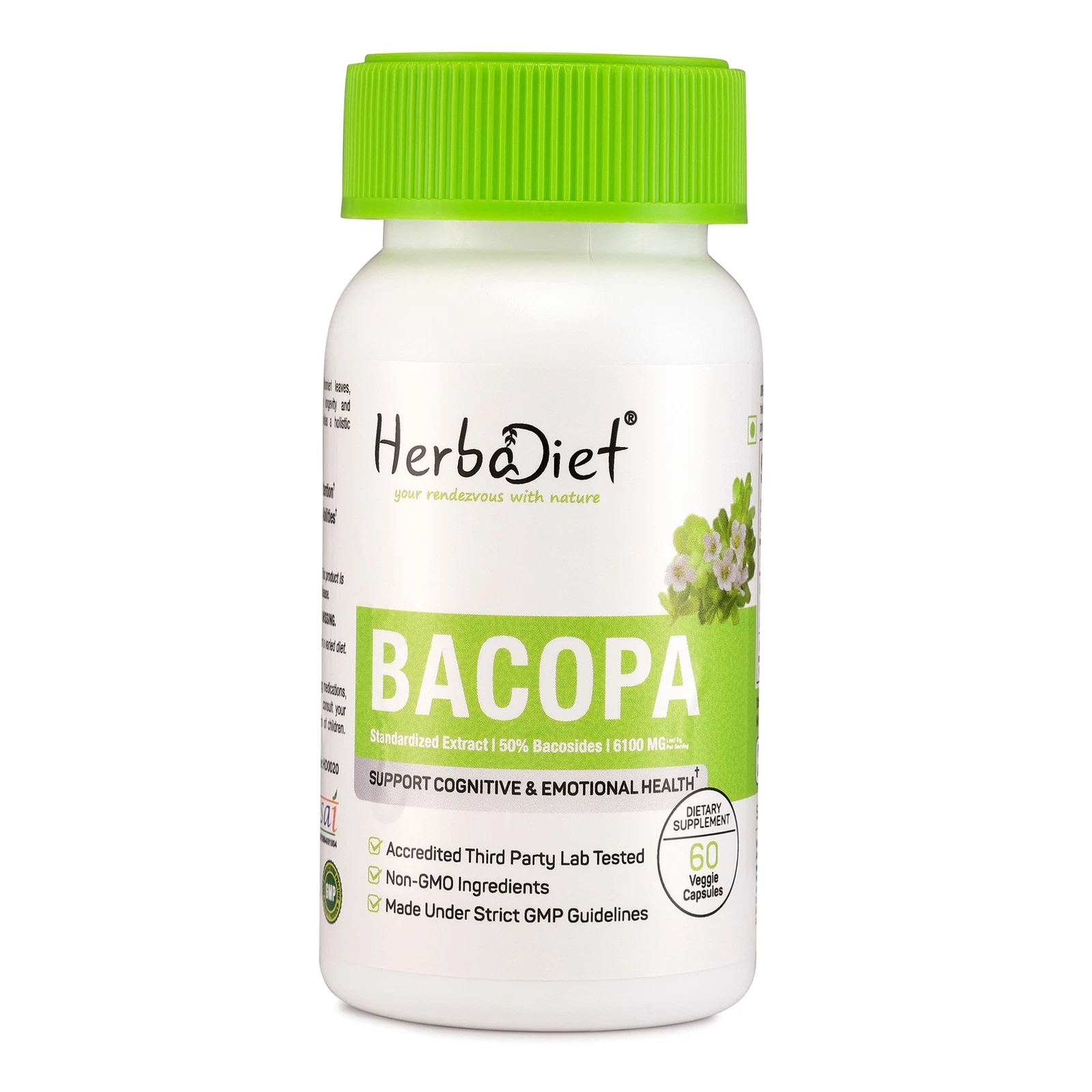 Bacopa Monnieri Extract Capsules 40:1 Memory Focus Boost Nootropic Supplement