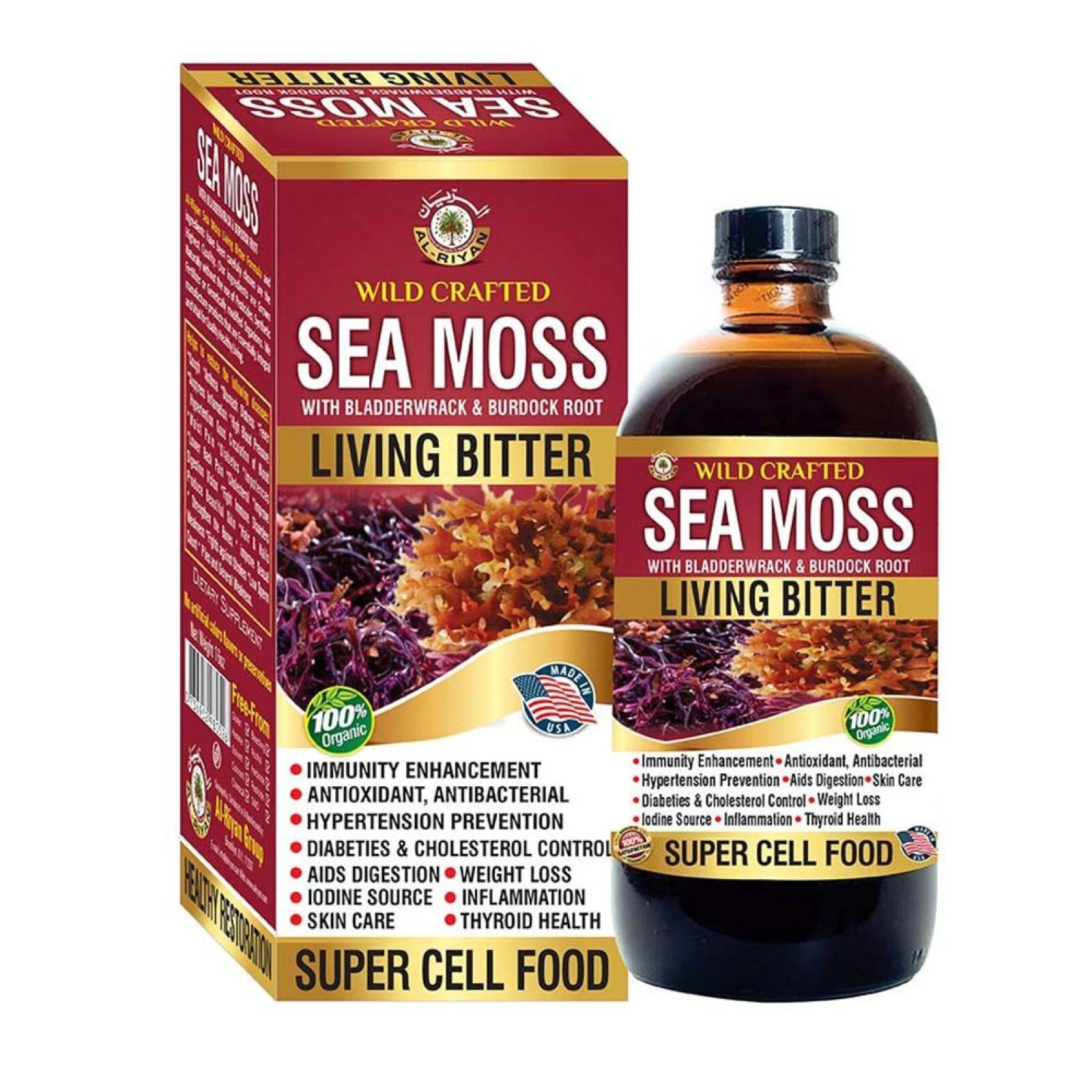 WILD CRAFTED SEA MOSS with BLADDERWRACK & BURDOCK ROOT LIVING BITTER.