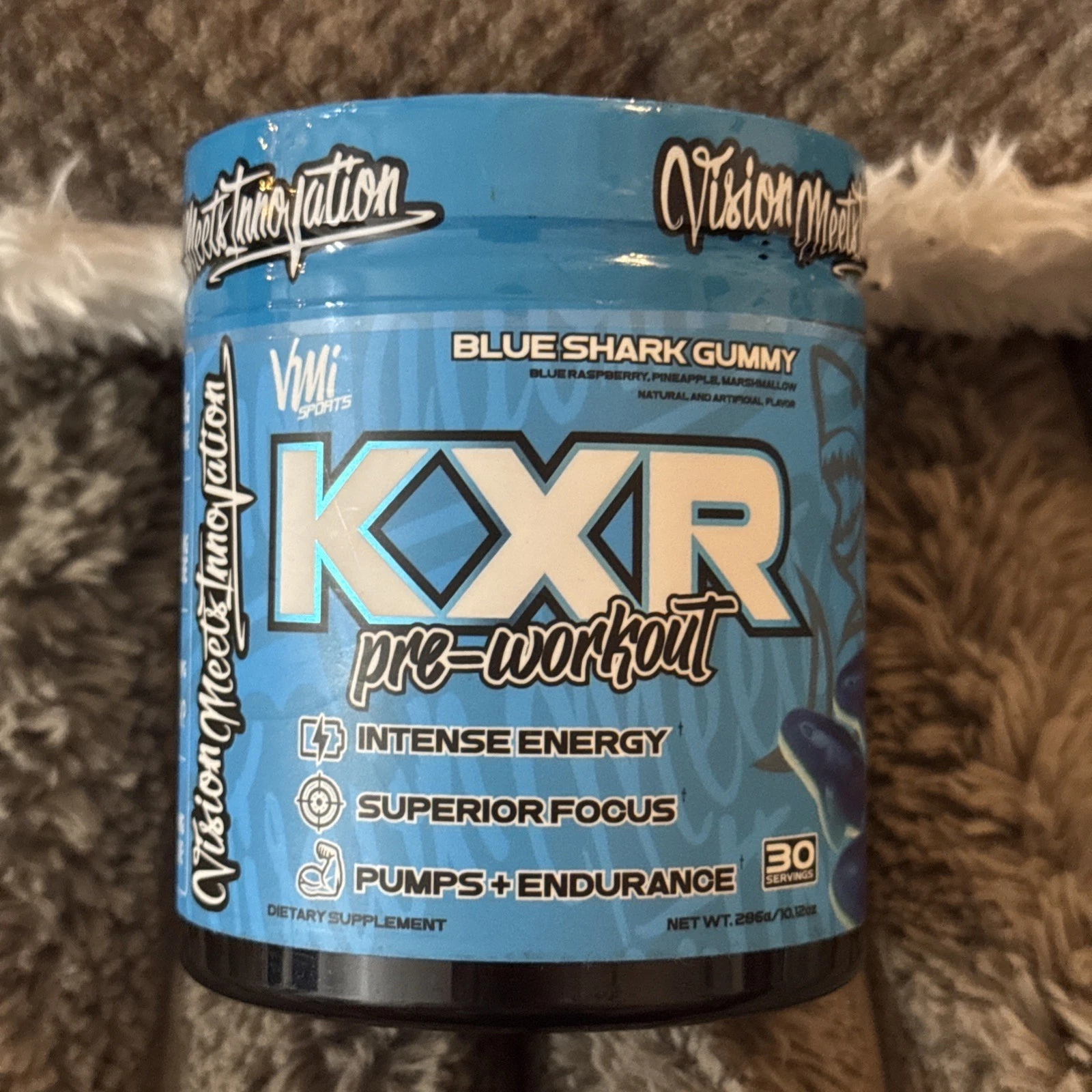 VMI Sports KXR Preworkout 30 Servings Blue Shark Gummy - 07/26