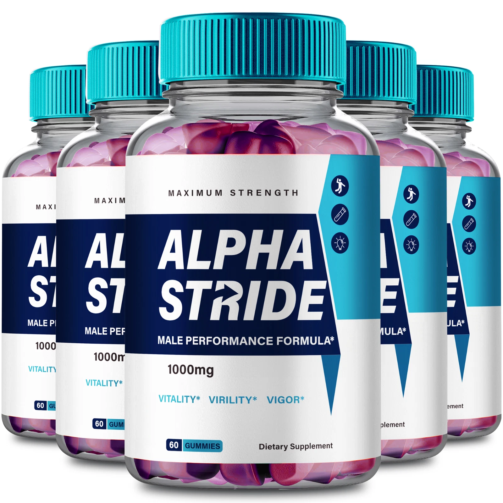 (5 Pack) Alpha Stride Men Gummies, AlphaStride Male Dietary Supplement Gummy