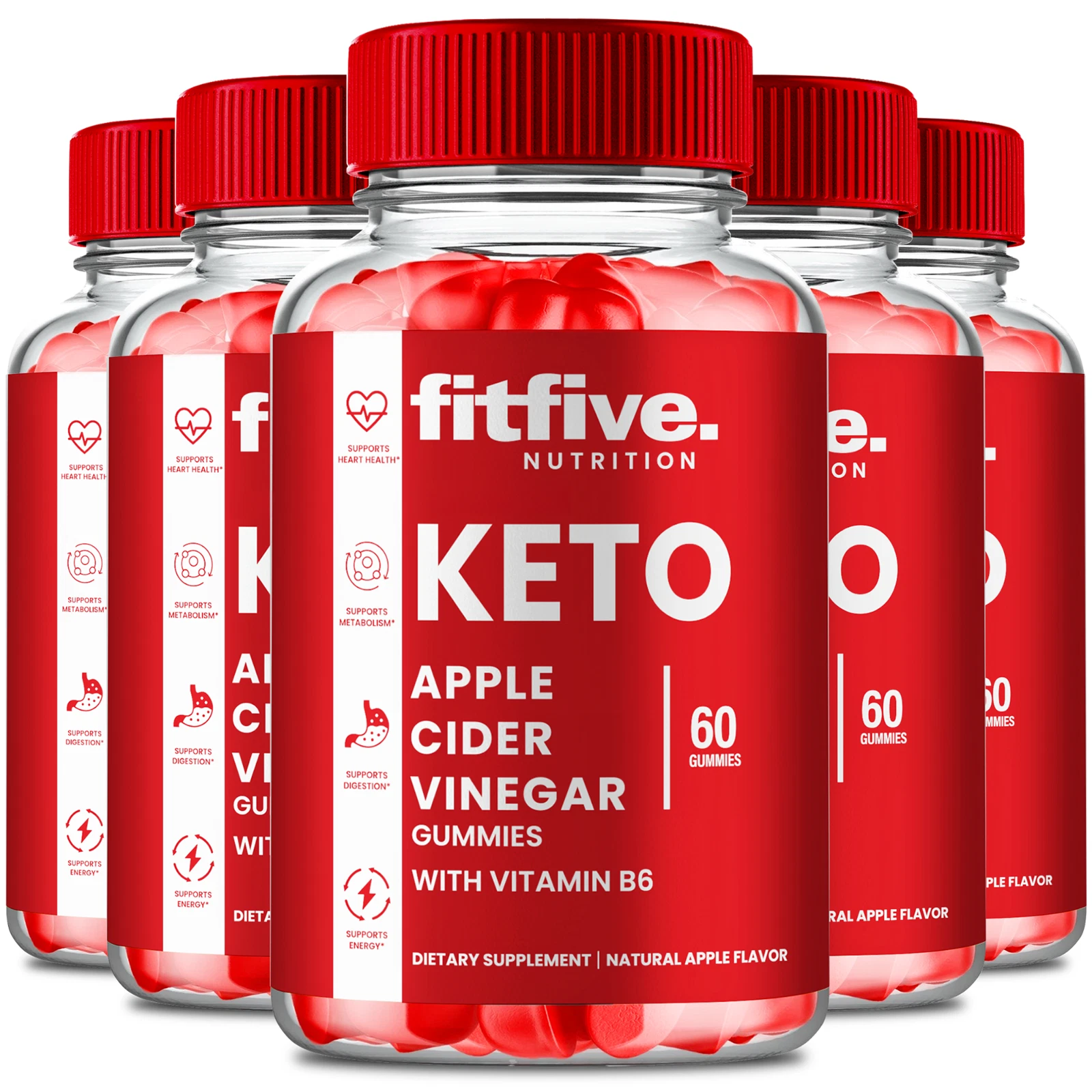 (5 Pack) FitFive Keto ACV Gummies, FitFive Nutrition Keto + ACV for Weight loss