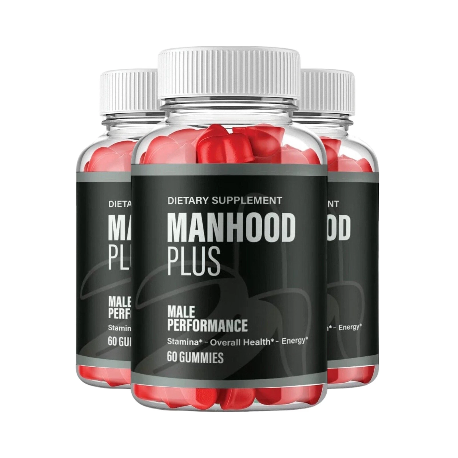 3-Pack Manhood Plus Gummies - Support for Mens Energy & Vitality - 180 Gummies