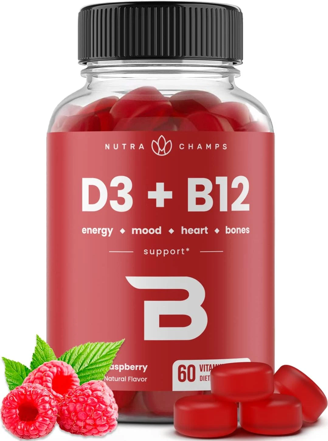 Vitamin D3 & B12, Methyl B12 Gummies for Adults & Kids, Enhanced with Vitamin D