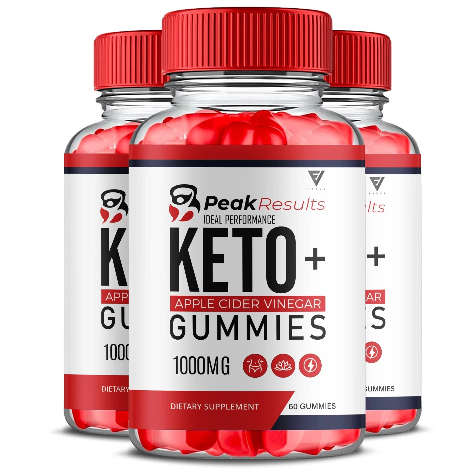 (3 Pack) Peak Results Keto + ACV Gummies Formula for Weight Loss (180 Gummies)