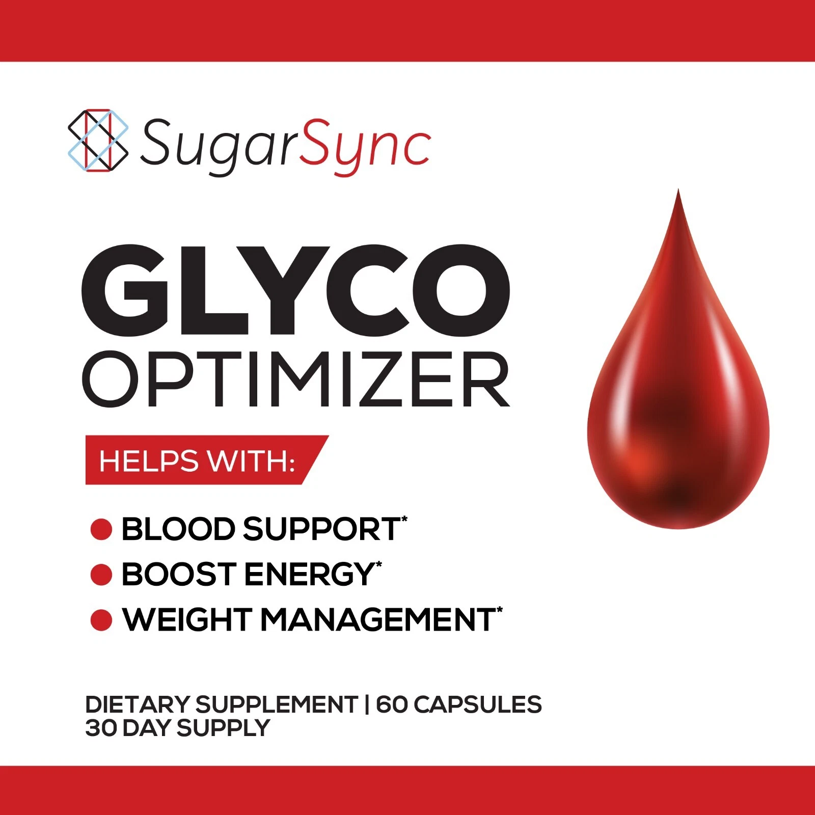 Sugar Sync Glyco Optimizer Maximum Strength Supplement - 60 Capsules Official