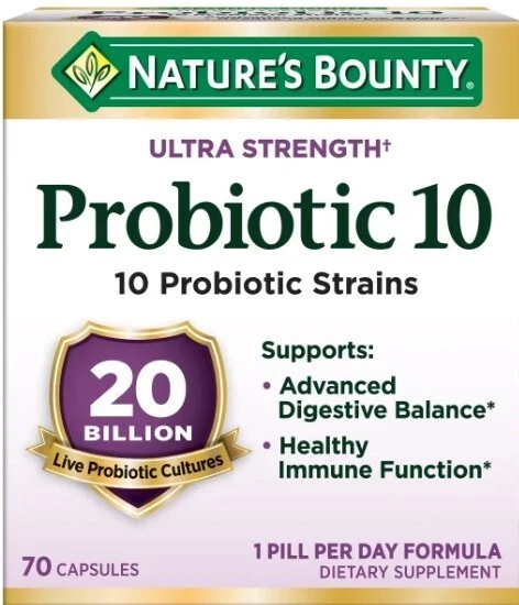 Nature's Bounty Ultra Strength Probiotic 10, 70 Capsules (1 Pack)