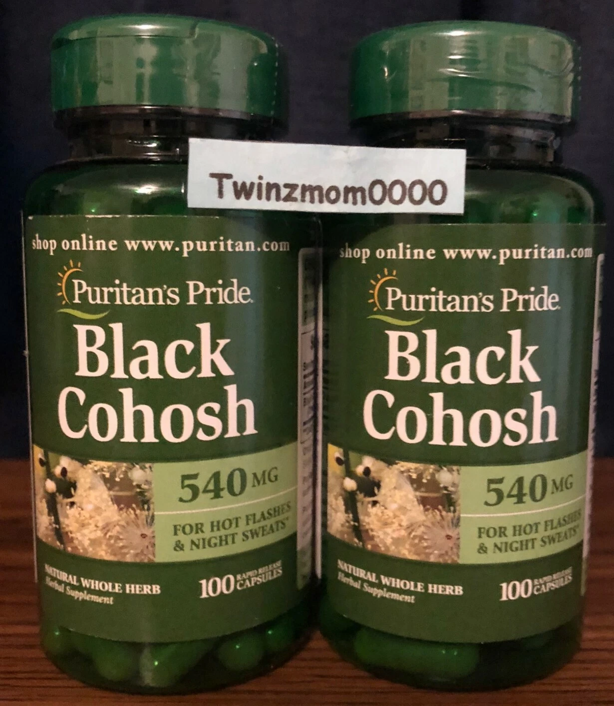 2X Black Cohosh 540mg Menopause Hot Flash Relief 100 Capsules Each = 200 Total