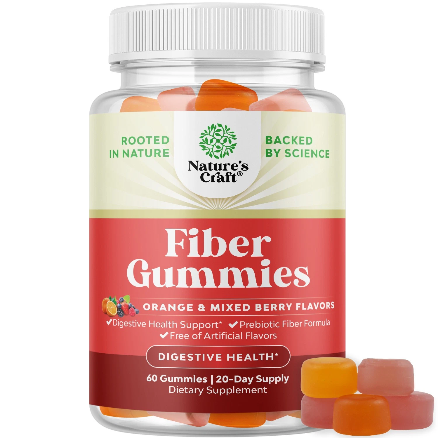 Tasty Prebiotic Fiber Gummies for Adults - High Fiber Supplement Gummies 60ct
