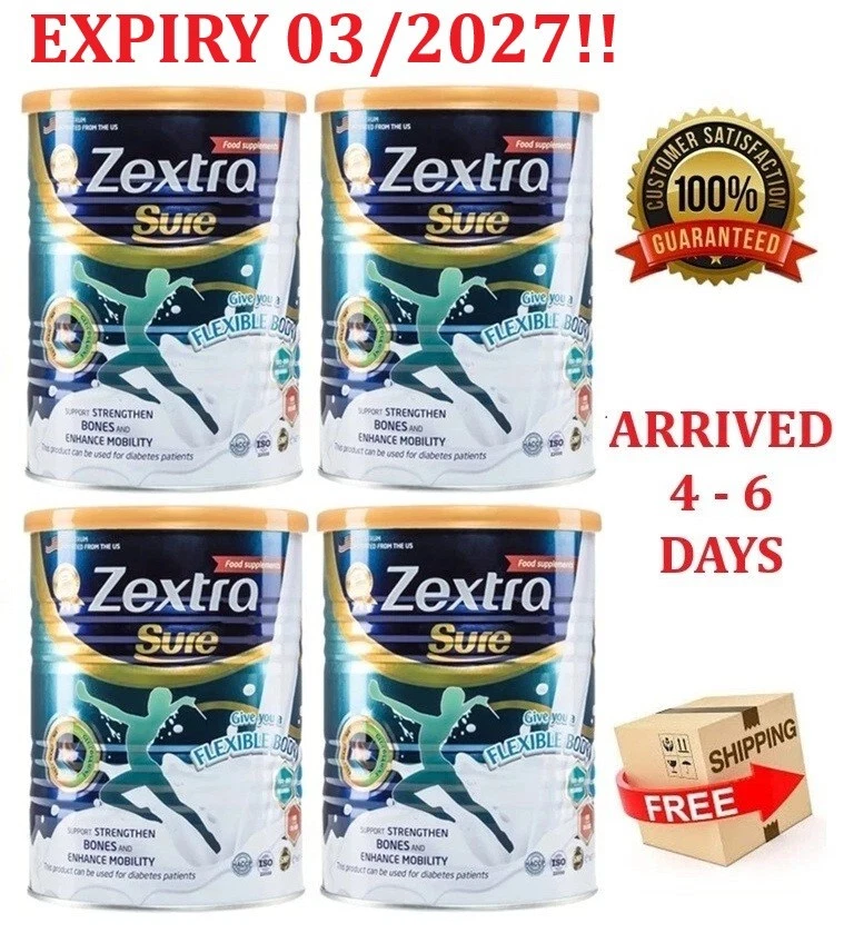 4 Cans Zextra Sure Milk For Knee Back Pain Strengthen Bones Food Supplement 400g
