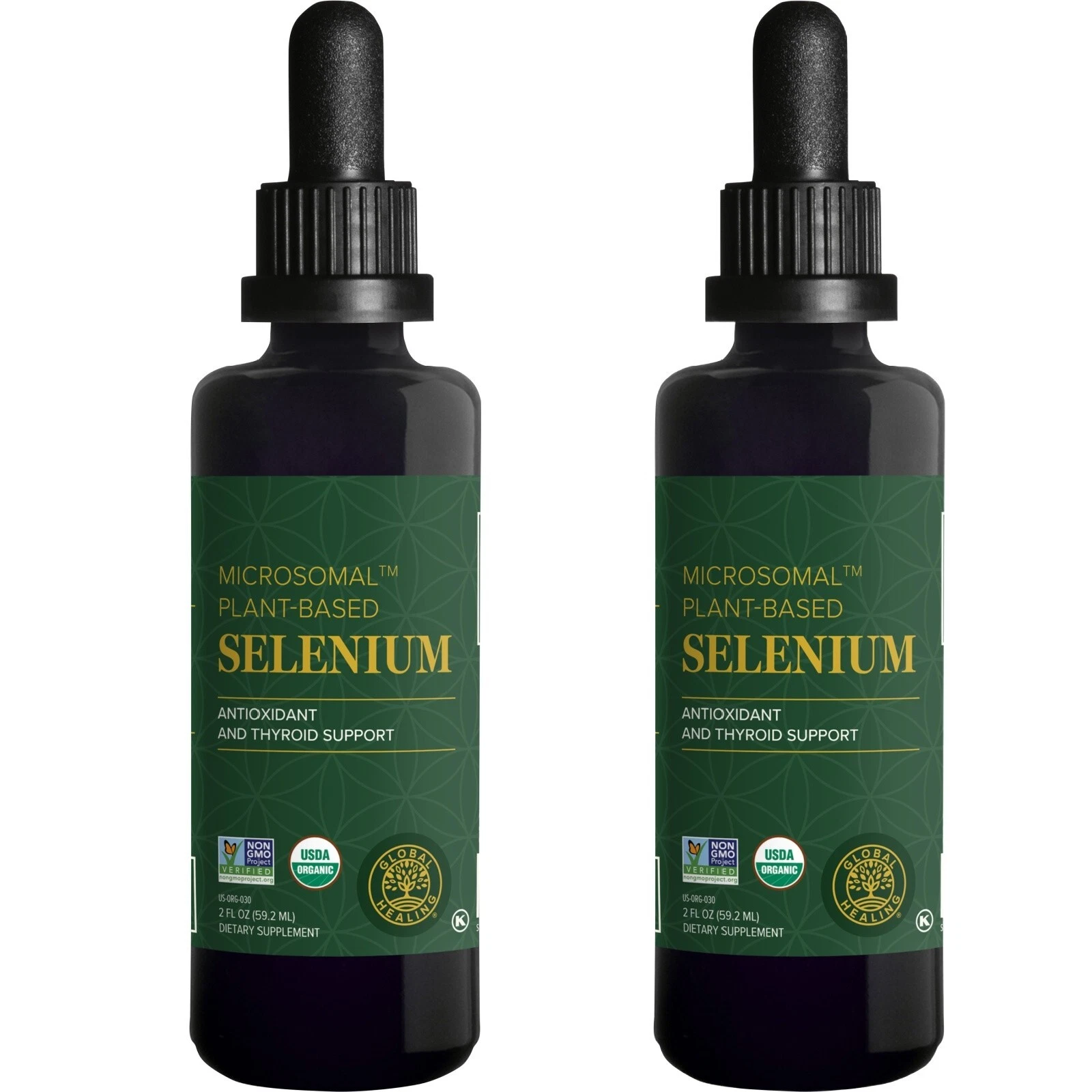 Global Healing Selenium 200mcg for Thyroid Support - 2 Fl Oz, 2-Pack