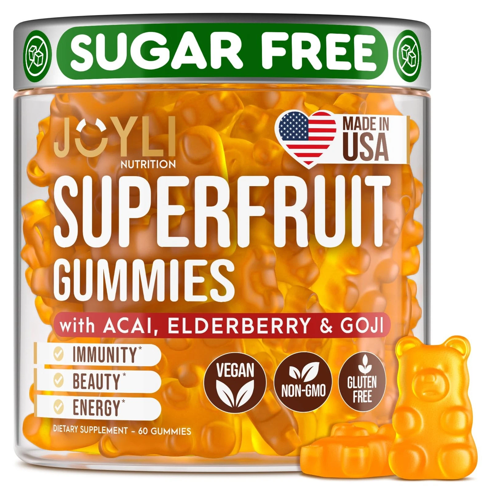 Joyli Superfruit Gummies - Sugar-Free Fruit Multivitamin Gummies for Adults -