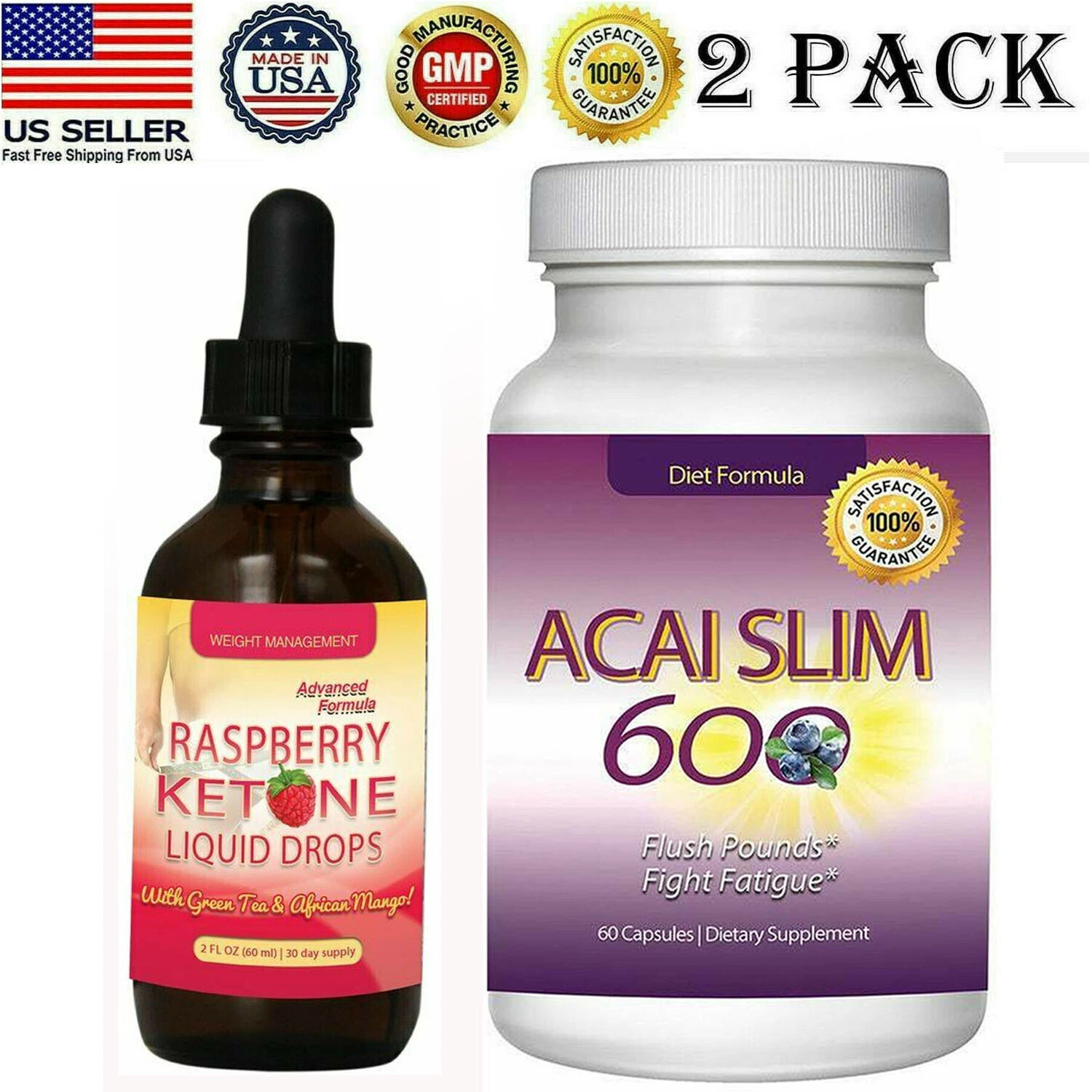 Raspberry Ketone Liquid Drops Fat Burn Acai Berry Weight Loss Supplement Pills