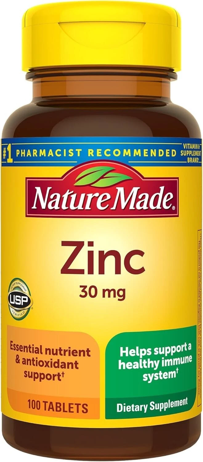 Nature Made Zinc 30 mg Dietary Supplement Immune Health and Antioxidant 100 Tabs
