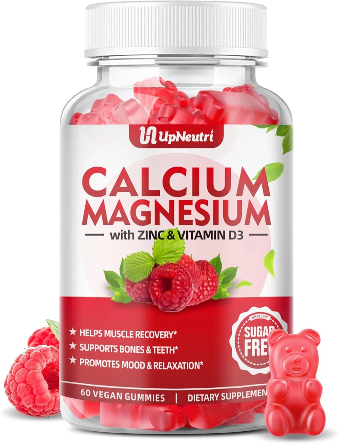 Calcium Magnesium Zinc with Vitamin D3 Supplement, Sugar Free Calcium Gummies...