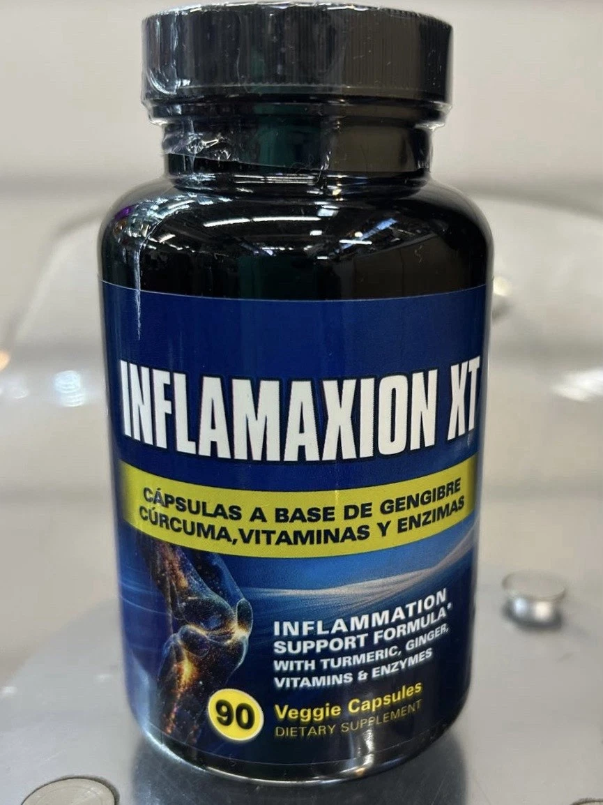 Inflamaxion Xt Capsulas base de Gengibre Curcuma Vitaminas y Enzimas 90 Capsulas