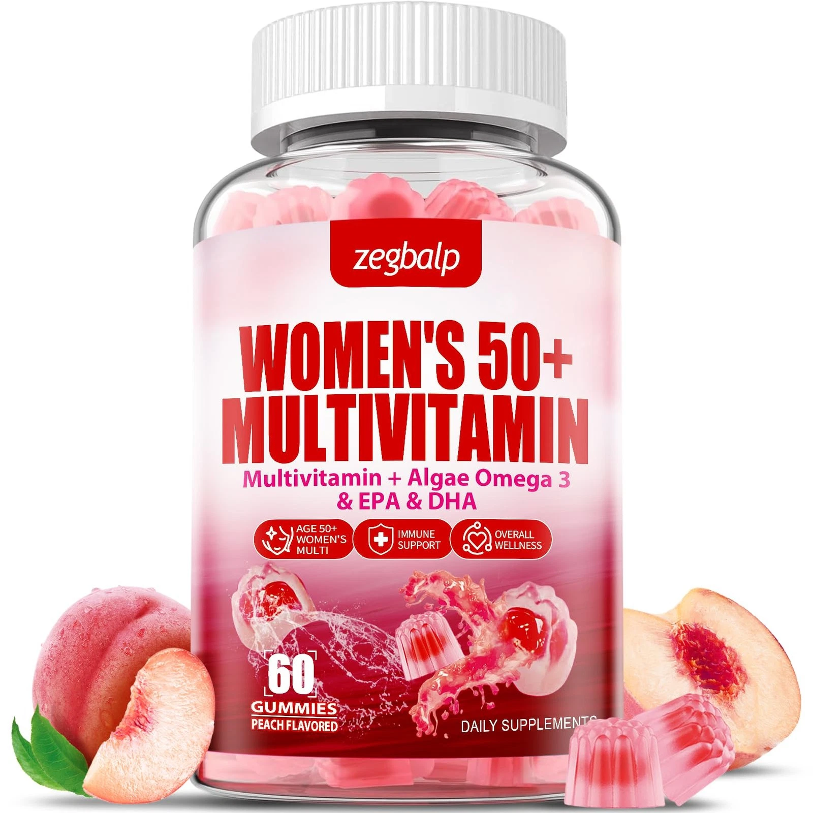 ZEGBALP Sugar-Free Womens Multivitamin 50 Plus Gummies with Calcium, Magnesium,