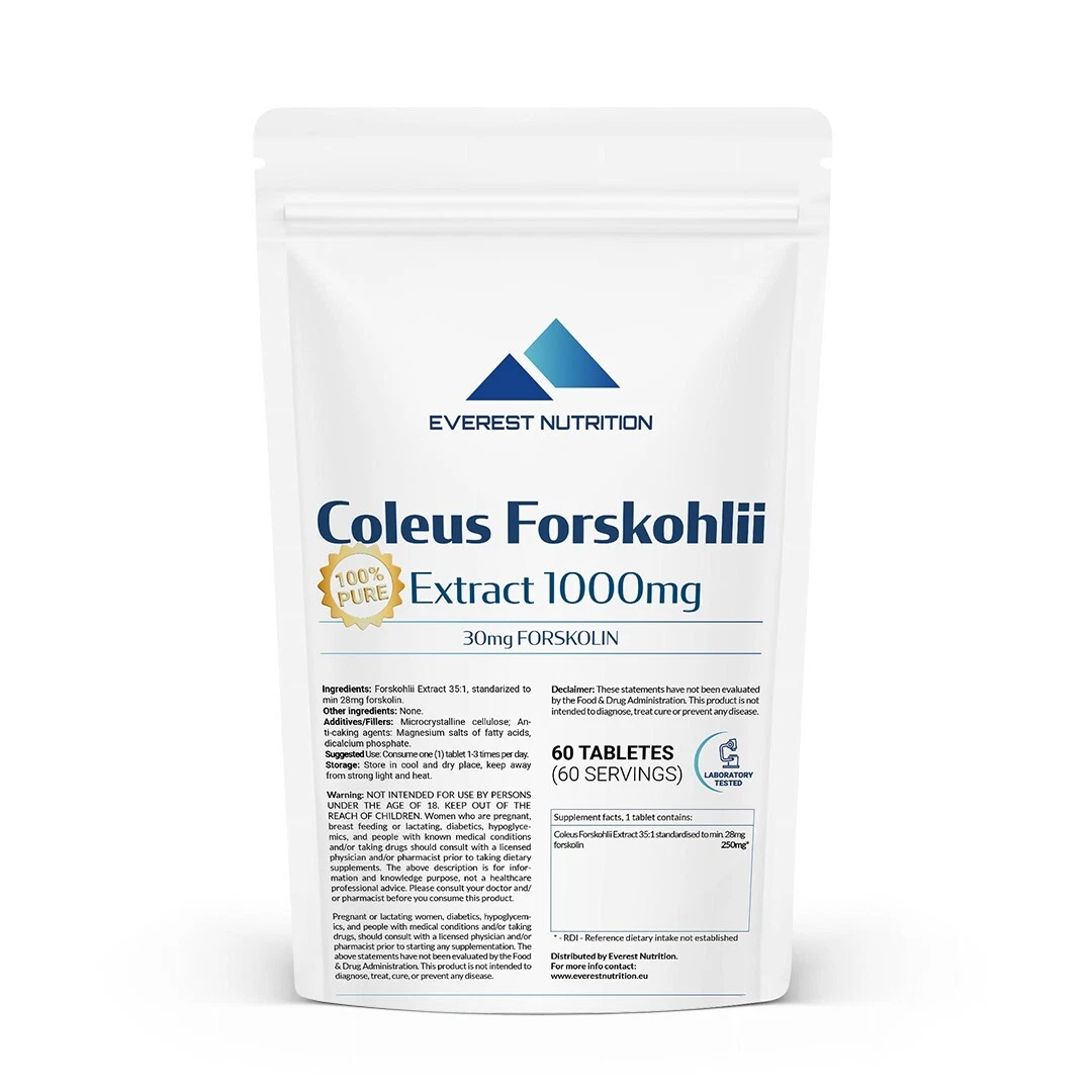 Forskolin 1000mg Tab – Coleus Forskohlii Extract for Metabolism & Energy Support