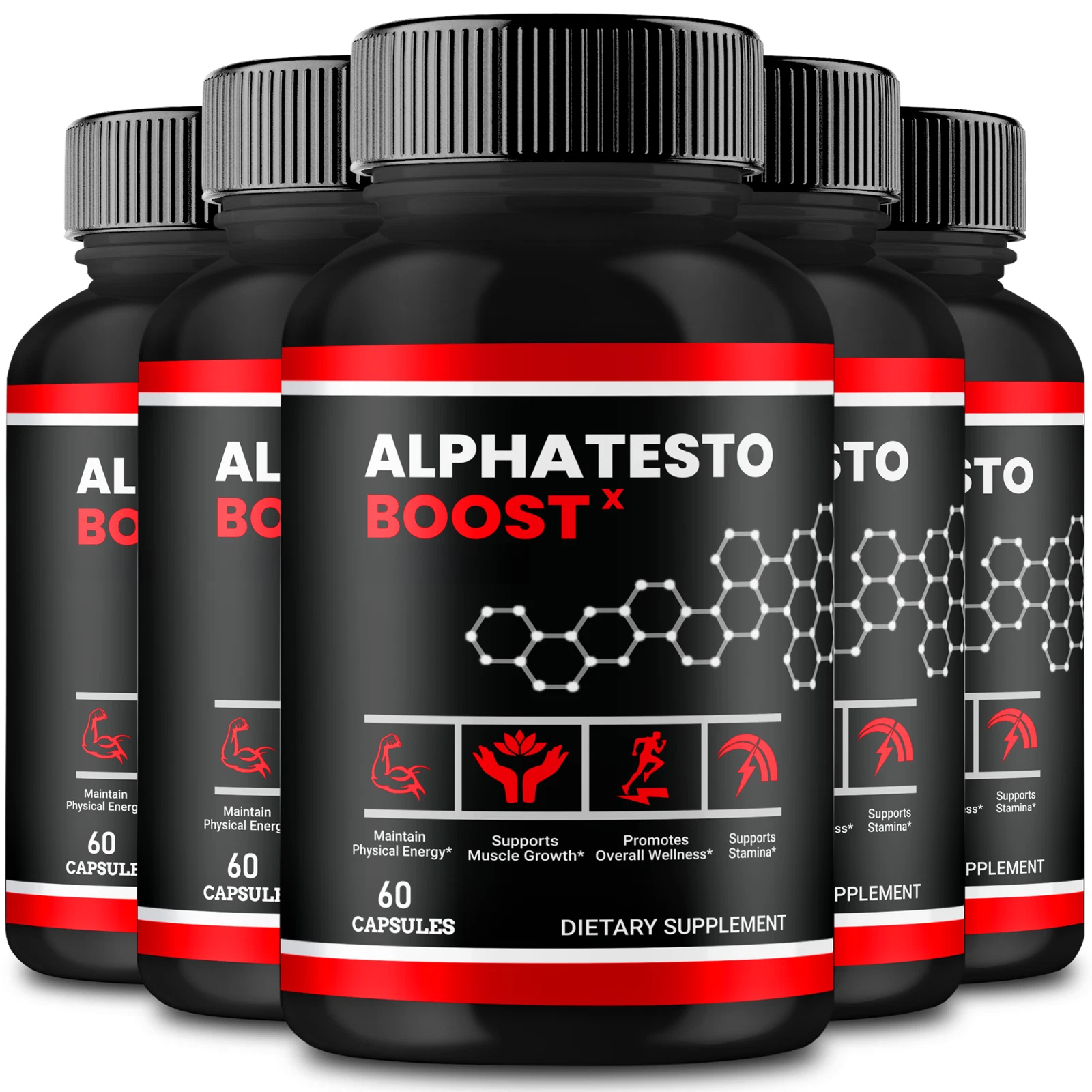(5 Pack) Alpha Testo Boost X Plus, Alpha Testo Booster for Men, AlphaTestoBoost+